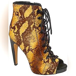 SAM EDELMAN 100% Leather Suede Snake Motif Lace Up Ankle Boot-Size 6.5